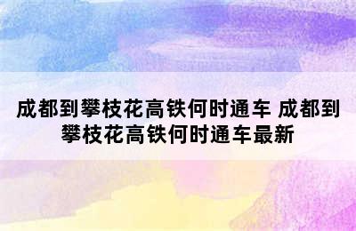 成都到攀枝花高铁何时通车 成都到攀枝花高铁何时通车最新